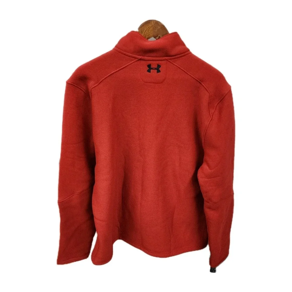 Under Armour Jacket Pullover Sz 2XL Red Orange Mens 1/4 Zip Long Sleeve Loose - Picture 5 of 7